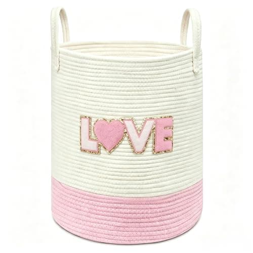 Goodheim Pink Laundry Hamper, Tall Storage Basket for Nursery