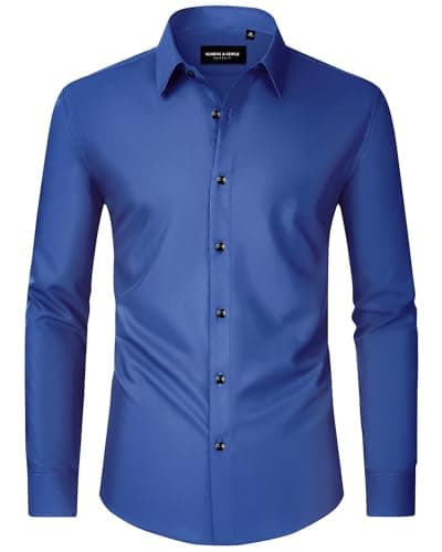 Royal Blue Dress Shirt Long Sleeve Flex Business Button Up Shirt Medium