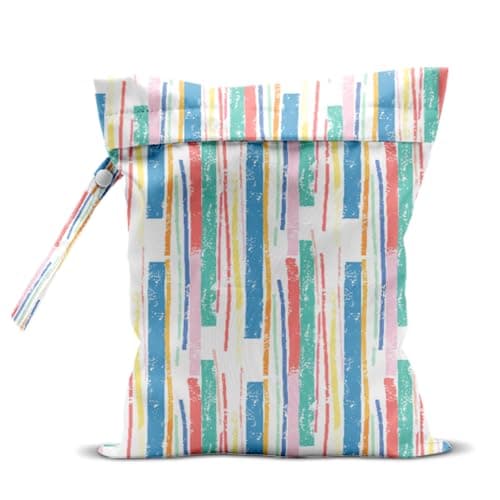 zcyxuuw Wet Bag, Wet Dry Bag, Waterproof Swim Bags, Machine Washable Reusable Bags for Beach, Pool, Diapers, and Dirty Yoga Gym Clothes(Abstract Vertical Dash Pattern