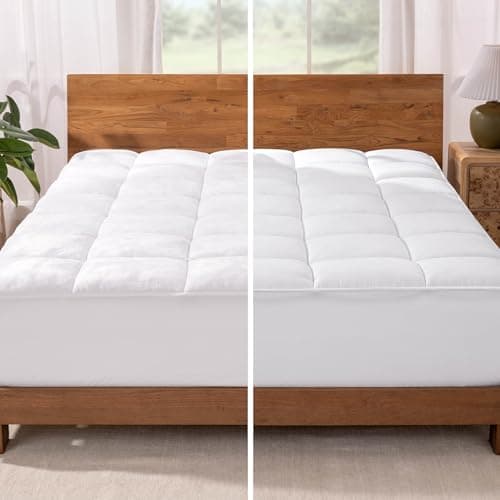 Bare Home California King Mattress Topper, Pillow Top Reversible, 1.5 inch Thick, Breathable, Deep Pocket, Machine Washable, White