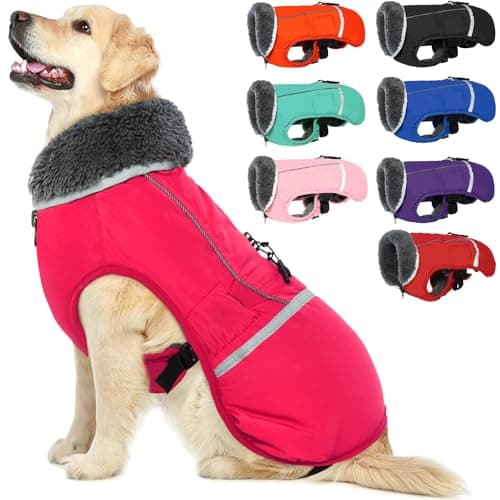 QBLEEV Warm Dog Coat, Reflective Dog Jacket, Waterproof Dogs Winter Coat