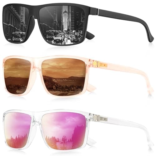 NSSIW Sunglasses Men Polarized Mens-Sunglasses: Classic Sun Glasses with UV400 Protection for Driving Fishing Golf 3 Packs
