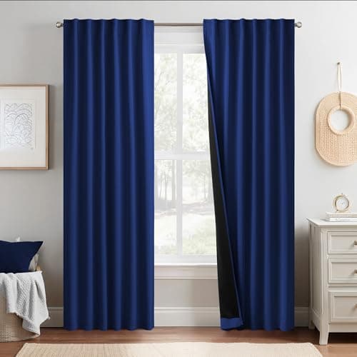 NICETOWN Navy Blue Blackout Curtains 52 x 84 inches Length for Bedroom