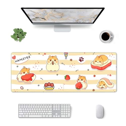 Cute Hamster Mouse Pad XL Large Mousepad Non Slip Rubber Base Desk Mat for Laptop Computer Gaming 31.5" X 12"