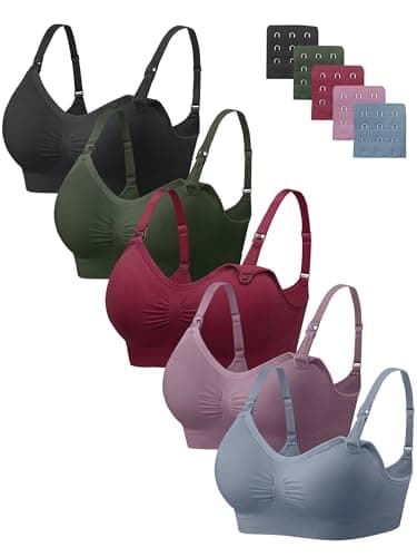 Angelhood Women Nursing Bras for Breastfeeding 5 Pack, Maternity Sleep Bra