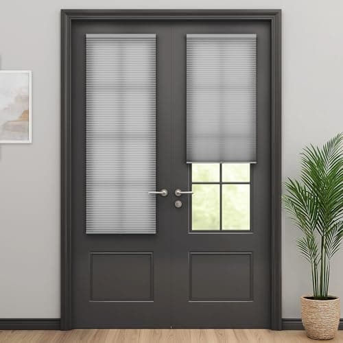 LazBlinds Cordless Cellular Shades for French Doors, No Drill French Door Blinds for Privacy, Light Filtering Honeycomb Shades for Front Door Patio Sliding Glass Door, 1 Pack, 12" W x 40" H, Grey