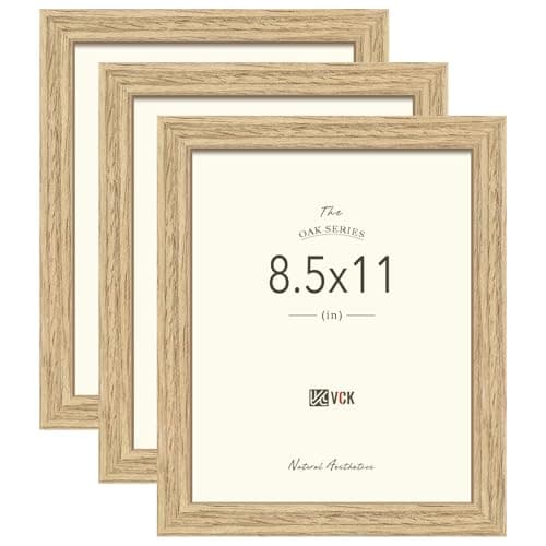 VCK 8.5x11 Wood Frames, Natural Oak Picture Frame 3 Pack, Tabletop Display for Photos, Prints, Artwork