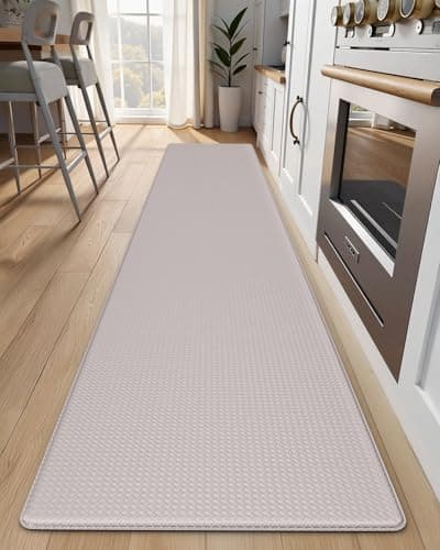 StepAura Kitchen Mats for Floor - 17"x95" Anti Fatigue Mats for Kitchen Floor - Non Slip Cushioned Rugs for Standing - Ivory