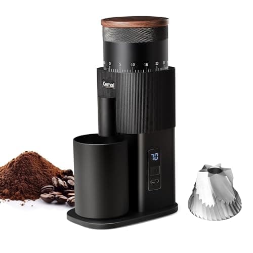 Portable Electric Burr Coffee Grinder,Wirsh Geimori T38 with 3600mAh Battery& Stepless Adjustment for Espresso,Pour Over,French Press, Single Dose, Fast USB-C Charging,Travel & Home Use,Black