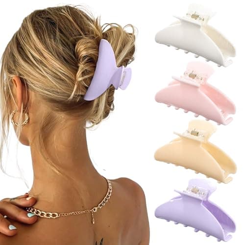 4 Pcs Claw Clips for Women Fine Thin Hair Strong Hold Acrylic Hair Clips