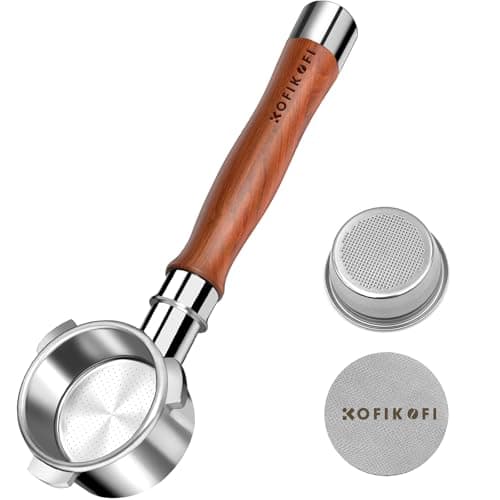 54mm Bottomless Portafilter 3 Ears, Bottomless Naked Portafilter Compatible with Breville/Sage Barista Express BES870/876/878/880/881/450/500/810/840, with Puck Screen and 18g Filter Basket - Rosewood