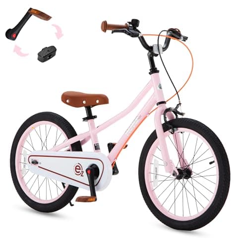 RoyalBaby Terra EZ Kids Bike, 18 Inch Balance Pedal Convertable Bicycle, Easy Learn Balancing to Biking Boys Girls Ages 5-9 Years Beginners, 18" Pink