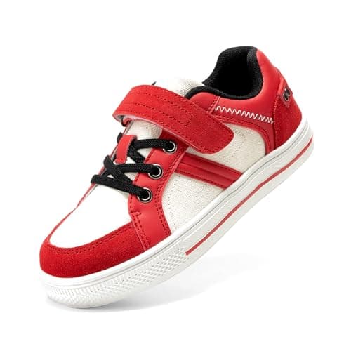 DREAM PAIRS Kid Sneakers Girls Boys School Loafers Shoes LilLegends TimberTot,Size 8 Toddler,White/Red,151014-K