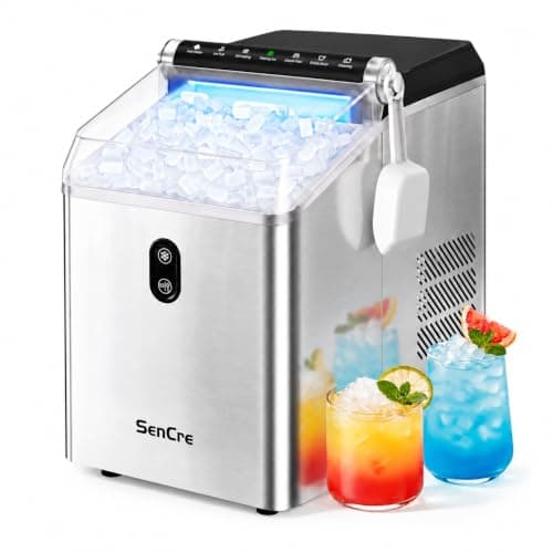 Nugget Ice Maker Countertop,55LBS/Day Ready in 4 Mins, Stainless Steel