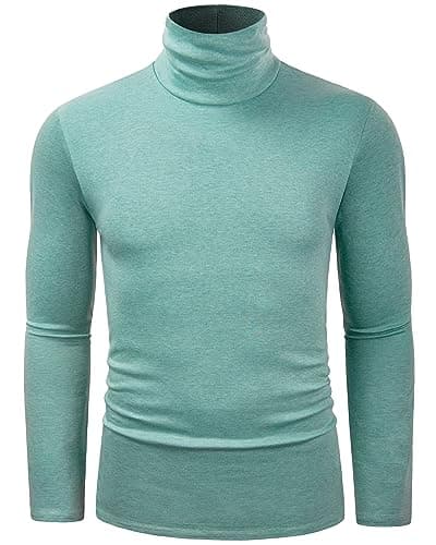Derminpro Men's Lightweight Turtleneck Soft Long Sleeve Thermal T-Shirt Light Green XX-Large