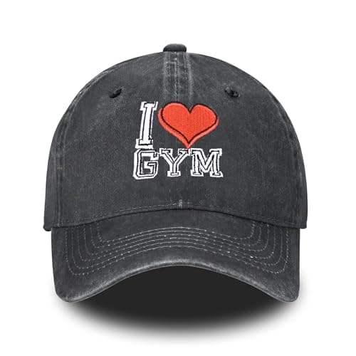 Fitness Gym Embroidered Baseball Cap Adjustable Vintage Washed Distressed Denim Baseball Hat for Women Men