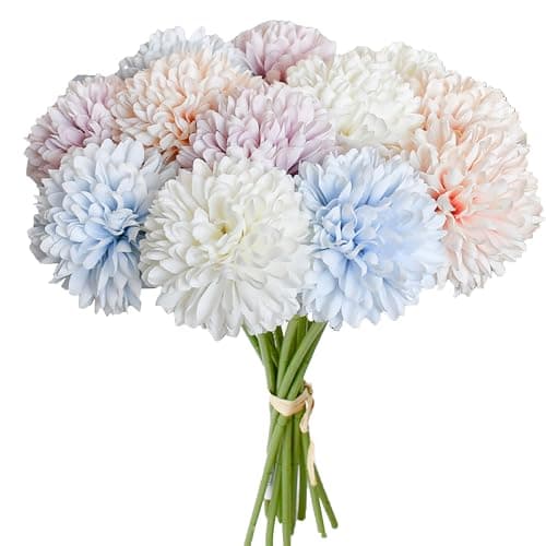 Mandy's 12pcs Artificial Multicolor Ball Chrysanthemum Flowers