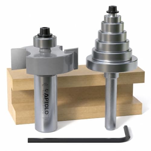 APIOLO Professional 1/2 Shank Inch Rabbet Router Bit with 6 Bearings Set, Interchangeable Adjustable Multiple Depths 1/8", 1/4", 5/16", 3/8", 7/16", 1/2" Rabbet Router Bits for DIY Woodworking