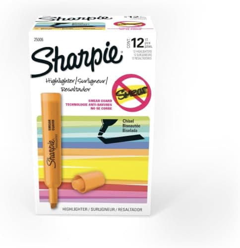 Sharpie Tank Style Highlighters, Chisel Tip, Fluorescent Orange, Box of 12 (Pack of 12)