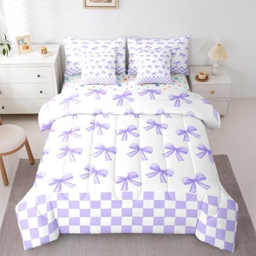 Feelyou Cute Ribbon Bow 7 Piece Bedding Set for Kids