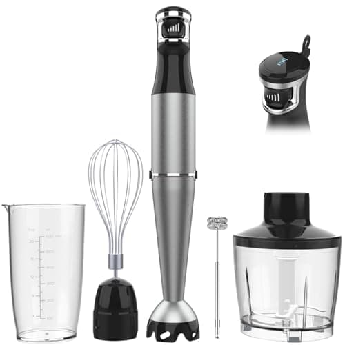 Turelar Immersion Blender Handheld Corded Hand Blenders Set 1100W, Trigger Variable Speed 5 in 1 Stick Emulsifier with Chopper, Whisk and Frother for Soup, Baby Food and Smoothies,Black