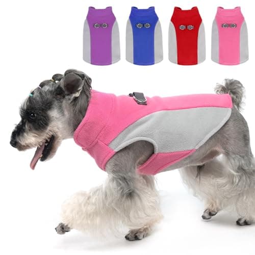 KOOLTAIL Small Dog Sweater - Dog Fleece Vest Jacket with Leash D-Ring for Small Medium Dogs, Soft Pullover Winter Warm Cold Weather Coats, Pet Fall Clothes Outfit for Puppy Cat Boys & Girls, Pink S