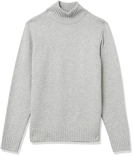 Amazon Essentials Men's Long-Sleeve Soft Touch Cotton Blend Turtleneck Sweater, Light Grey, Large