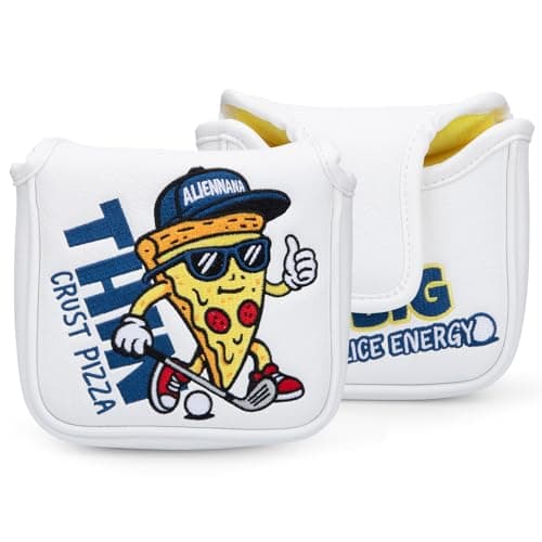 Golf Mallet Putter Headcover, Premium Leather Golf Club Protector - Mallet Putter Cover with Magnetic Closure for Most Brand Golf Blade Putter Cover (Pizza(for Mallet Putter))