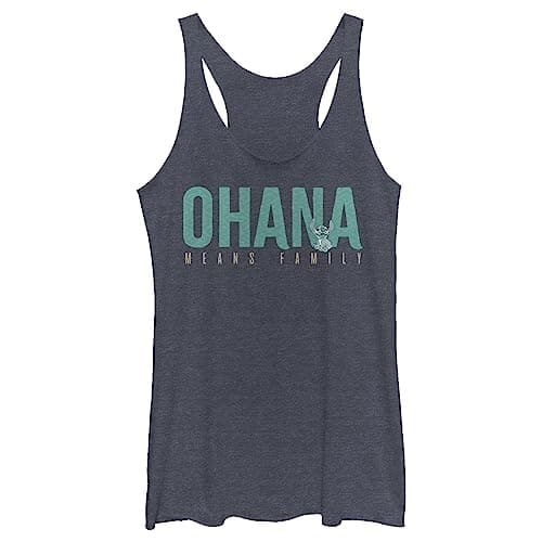 Women's Lilo & Stitch Bold Ohana Means Family Racerback Tank Top - Navy Bl