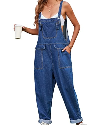 Justalwart Baggy Overalls for Womens Overalls Denim (S, Blue washed)