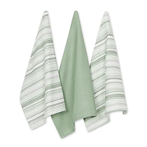 DII Everyday Dishtowel Collection Urban Stripe, 20x30, Artichoke Green, 3 Piece