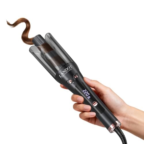 LANDOT Automatic Rotating Curling Iron 1 Inch, Auto Hair Curler for Women