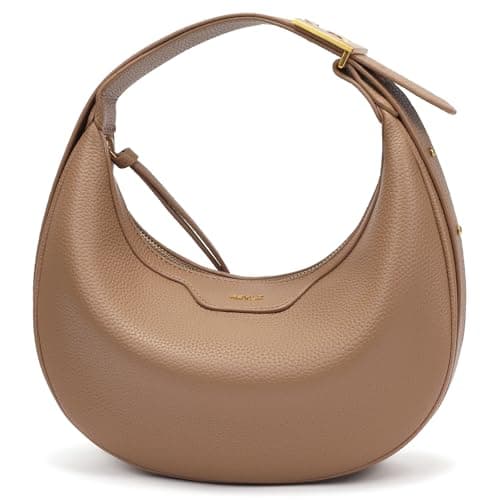 Keyli Fashionable Crossbody Shoulder Bag for Women Crescent Purse Waterproof Leather Handbags Clutch Tote Designer Bags with Adjustable Strap Light Brown