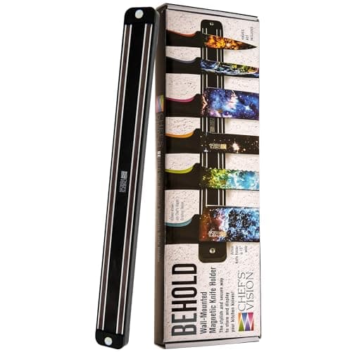 CHEF'S VISION Black Magnetic Knife Holder for Wall, 13" Kitchen Knife Rack