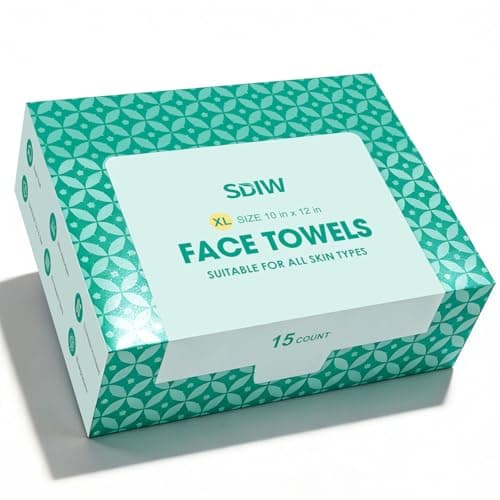 SDIW Face Towels 10"×12", XL Disposable Facial Towels, Extra Thick Clean Face Towelettes, Ultra Soft Makeup Remover Dry Wipes for Sensitive Skin, Cleansing, Travel, 15 Count
