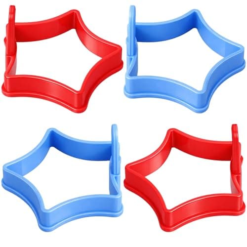 Reallnaive 4 Pcs 250th Independence Day Star Shaped Egg Ring Molds Silicone Nonstick Fried Egg Pancake Mold for Memorial Day Cooking 4" Red Blue Cooker Ring for Griddle 250th Independence Kitchen Tool