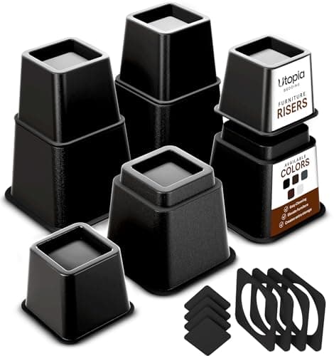 Utopia Bedding Bed Riser, 3 & 5 Inches Adjustable Furniture Risers for 8 Inch Combined Furniture Lift, Under Bed Storage & Dorm Room Essential, Supports Up to 1,300 lbs (4 Set, Black)