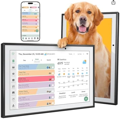 Digital Calendar 10.1 Inch Smart Electronic Family Planner with Chore Chart Display, IPS HD Touch Screen with WiFi App Control, Share Photos, Videos and Sound Reminder, Gifts for Women Men, Gifts for Mom Dad, Desk Calendar Refills