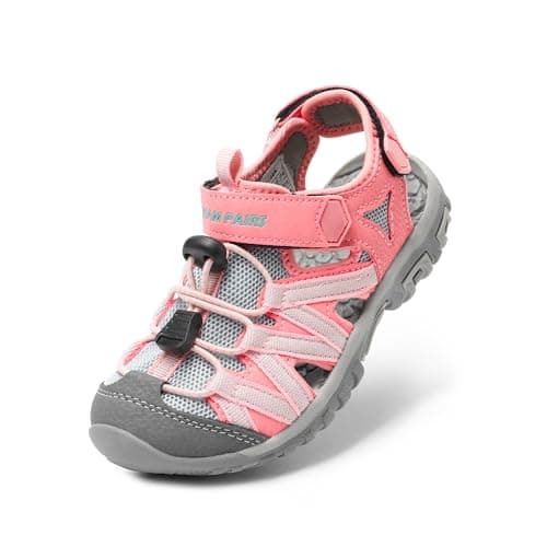 DREAM PAIRS Boys Girls Closed-Toe Outdoor Summer Sport Sandals for Toddler/Little/Big Kid,Size 6 Toddler,Pink/Grey/Green,181108K