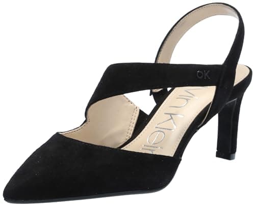 Calvin Klein Women's Larin Pump, Black Leather, 7.5