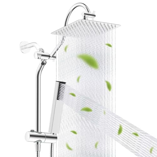 Hibbent 10'' Rainfall Shower Head with 4-mode Handheld Shower Spray, Chrome