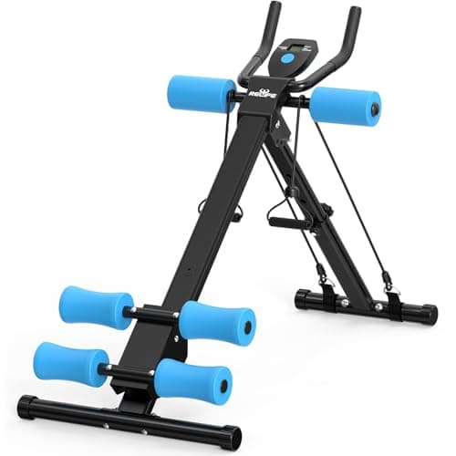 RELIFE REBUILD YOUR LIFE AB Workout Machine Adjustable Ab Trainer Foldable Ab Cruncher Strength Training Equipment for Home Gym Blue 440 LBS Blue