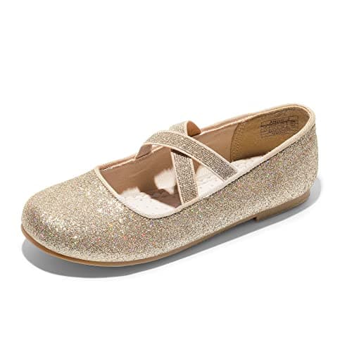 Dream Pairs Unisex-Child Flats,Mary Jane, Gold, 6 Toddler