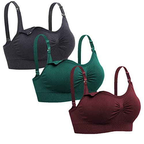 Lataly Womens Seamless Nursing Bra Sleeping Maternity Bralette for Breastfeeding Color Black Burgundy DGreen Size M