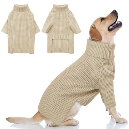Queenmore Turtleneck Large Dog Sweater, Plaid Dog Sweaters for Large Dogs
