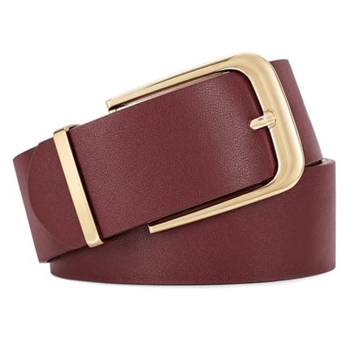 WERFORU Women Wide Leather Belt Women Fashion Wide Belt for Dresses Jeans Ladies Fashion Thick Waistbelt with Gold Buckle