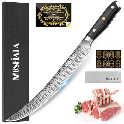 MOSFiATA 10 inch Butcher Breaking Knife,High Carbon German Steel – Full Tang & Razor Sharp – Ergonomic Handle Design