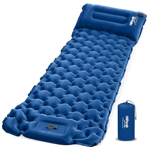 HiiPeak Camping Sleeping Pad, Suede Top Camping Mat with Pillow, Built-in Foot Pump Inflatable Sleeping Pads Compact for Camping Backpacking Hiking Traveling Tent