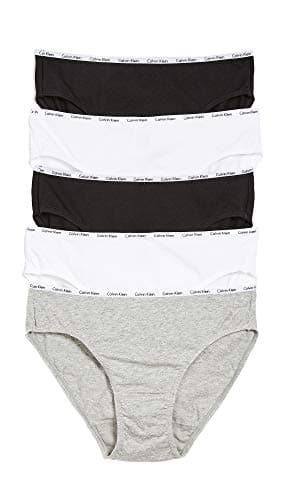 Calvin Klein Women's Cotton Stretch Bikini 5-Pack, White/Black/Grey Heather, Medium