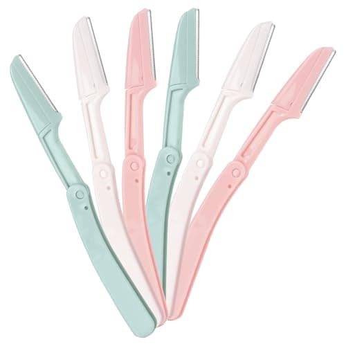 Dermaplane Razor for Women Face,Stocking Stuffers 6 pack Folding Eyebrow Razor Facial Hair Removal for Women and Men Travel,Dermaplaning Beauty Tool
